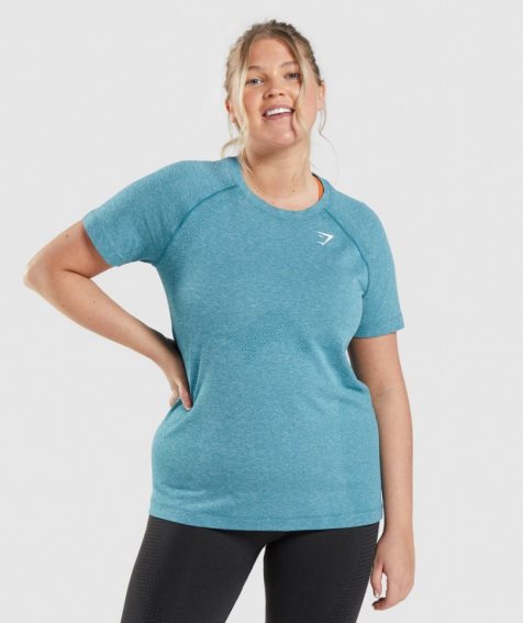 Women's Gymshark Vital Seamless 2.0 Light T-Shirts Turquoise | CA N13756